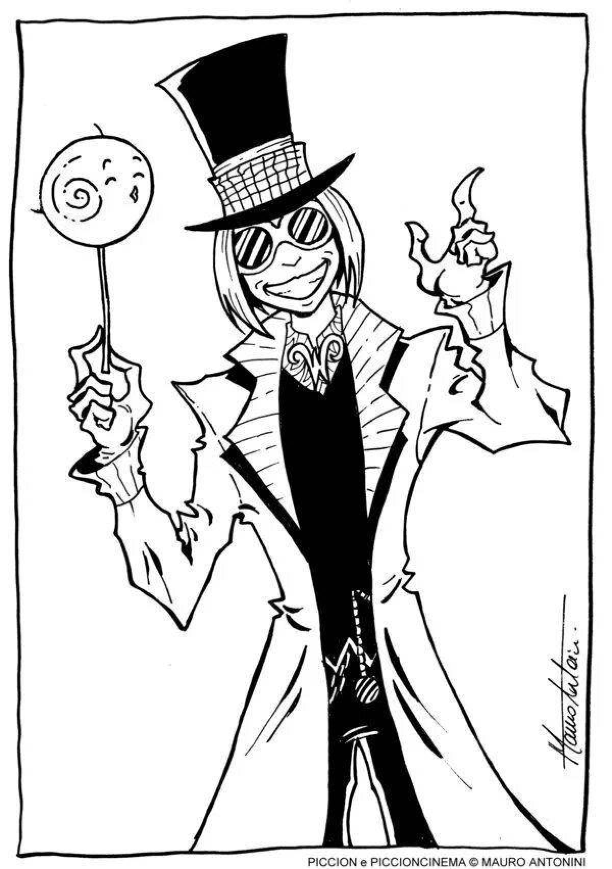 Playful willy wonka coloring page
