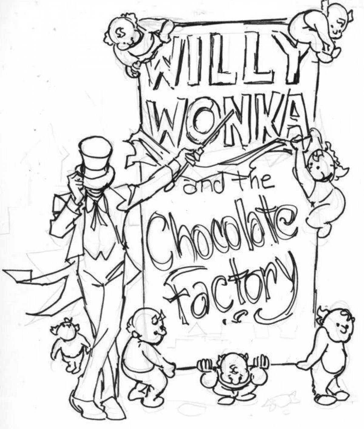 Coloring book shining willy wonka