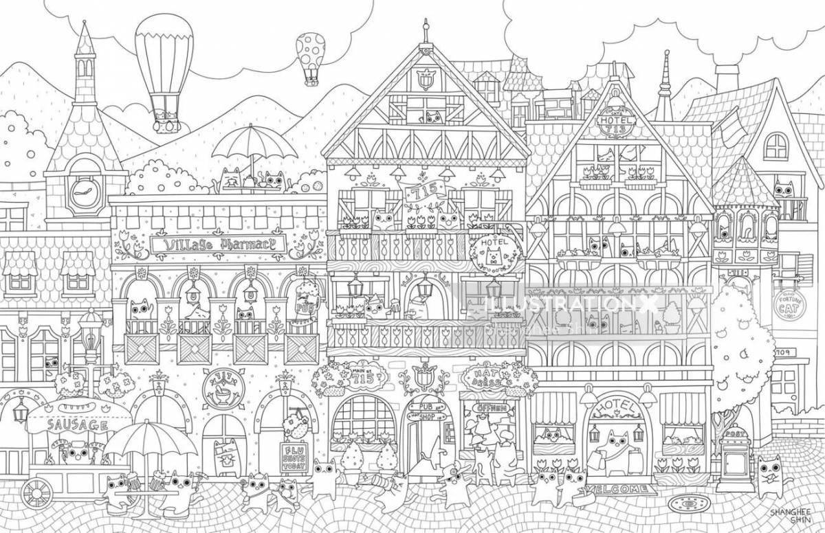 Coloring fairytale city - shining