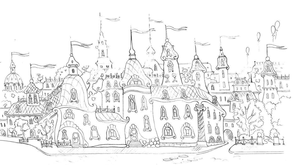 Coloring fairytale city - royal