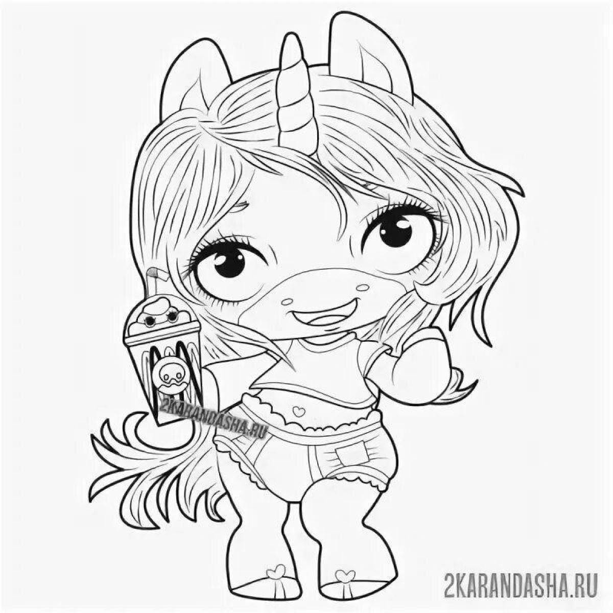 Coloring page unicorn puppy