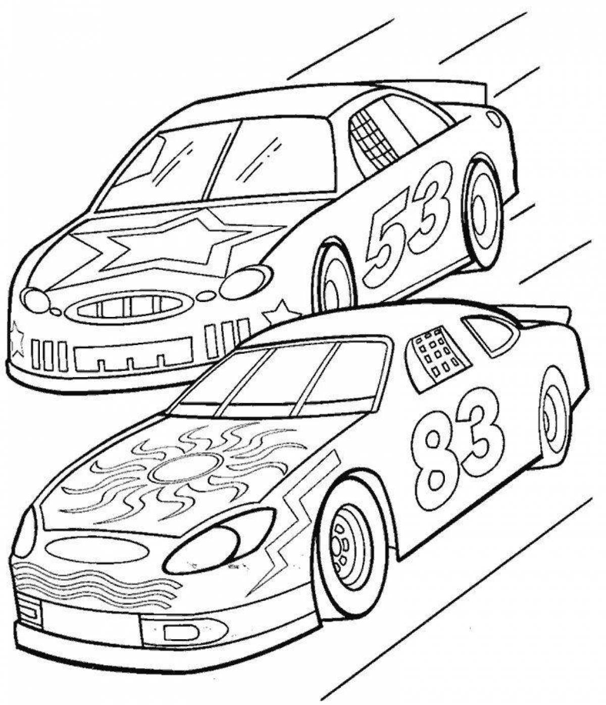 Dynamic Car Race Coloring Page