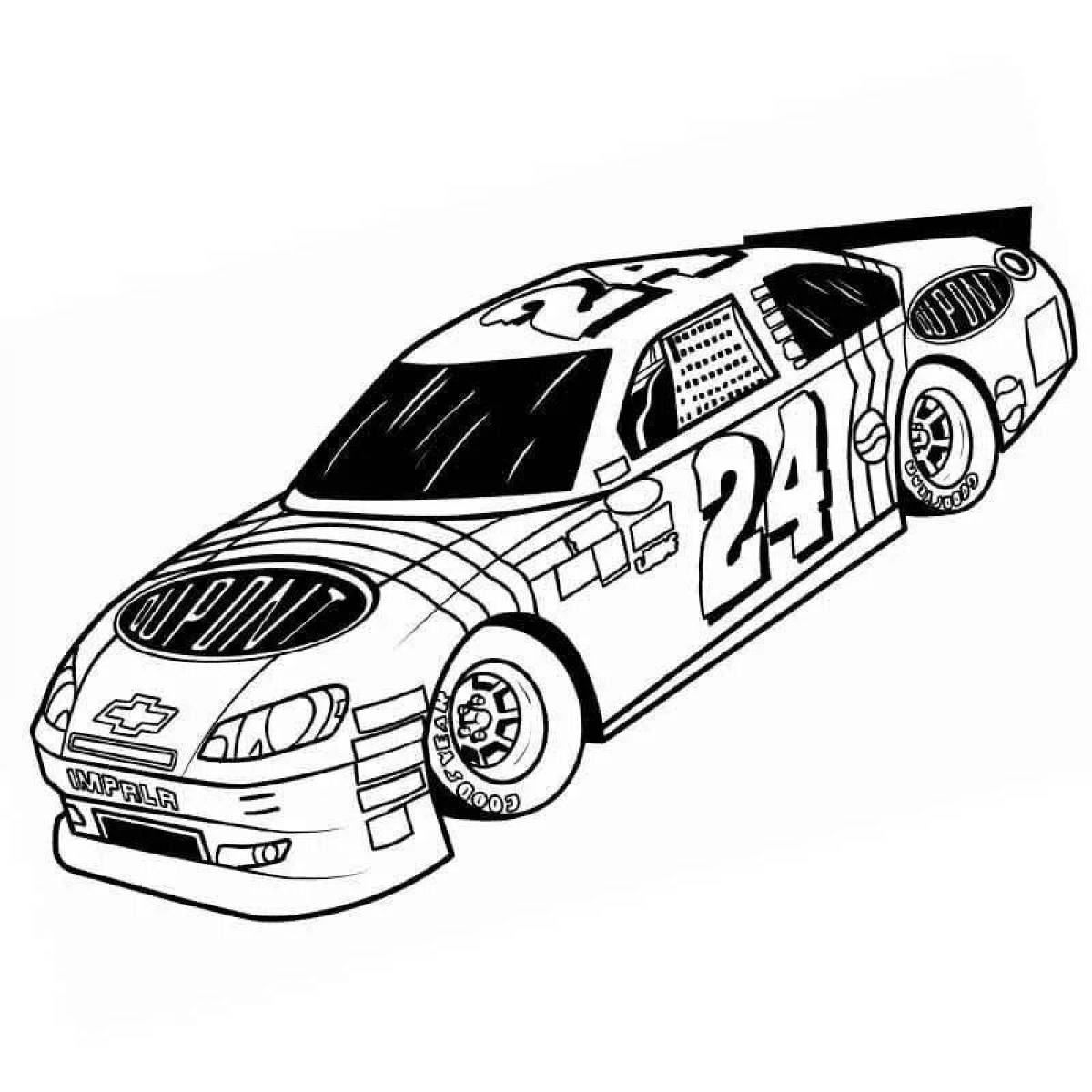 Animated car racing coloring page
