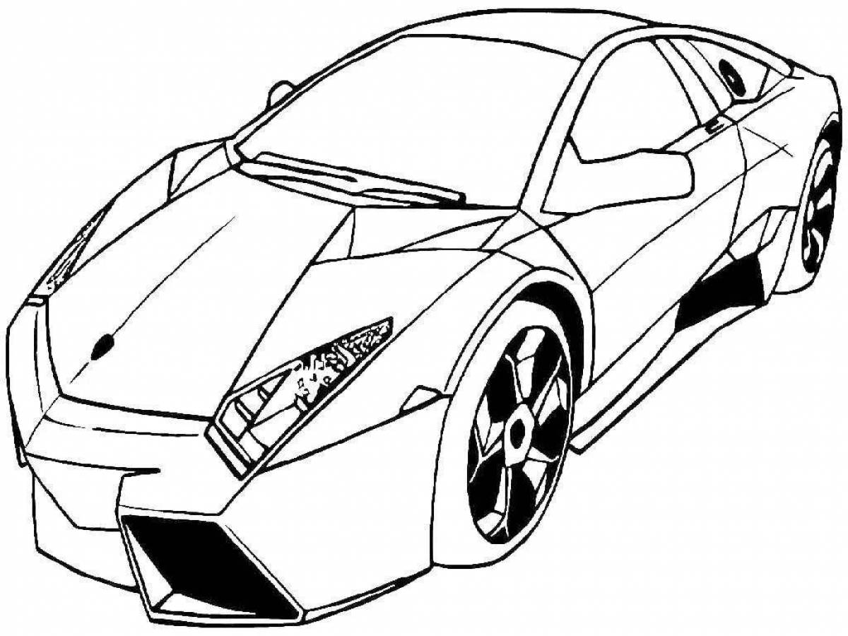 Glowing car racing coloring page