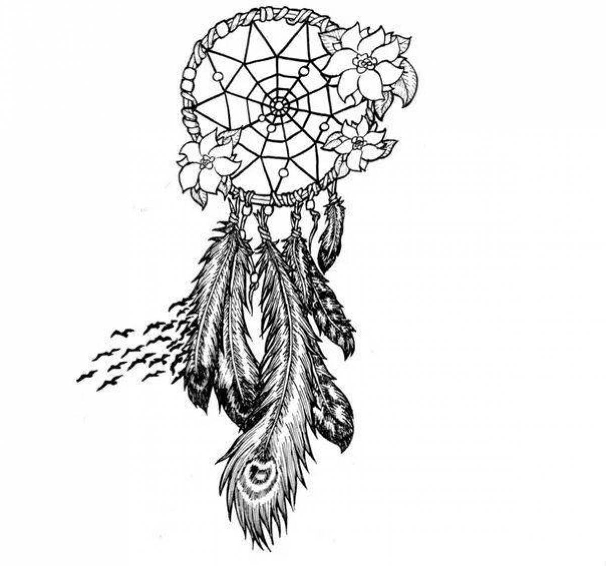 Amazing dreamcatcher coloring page