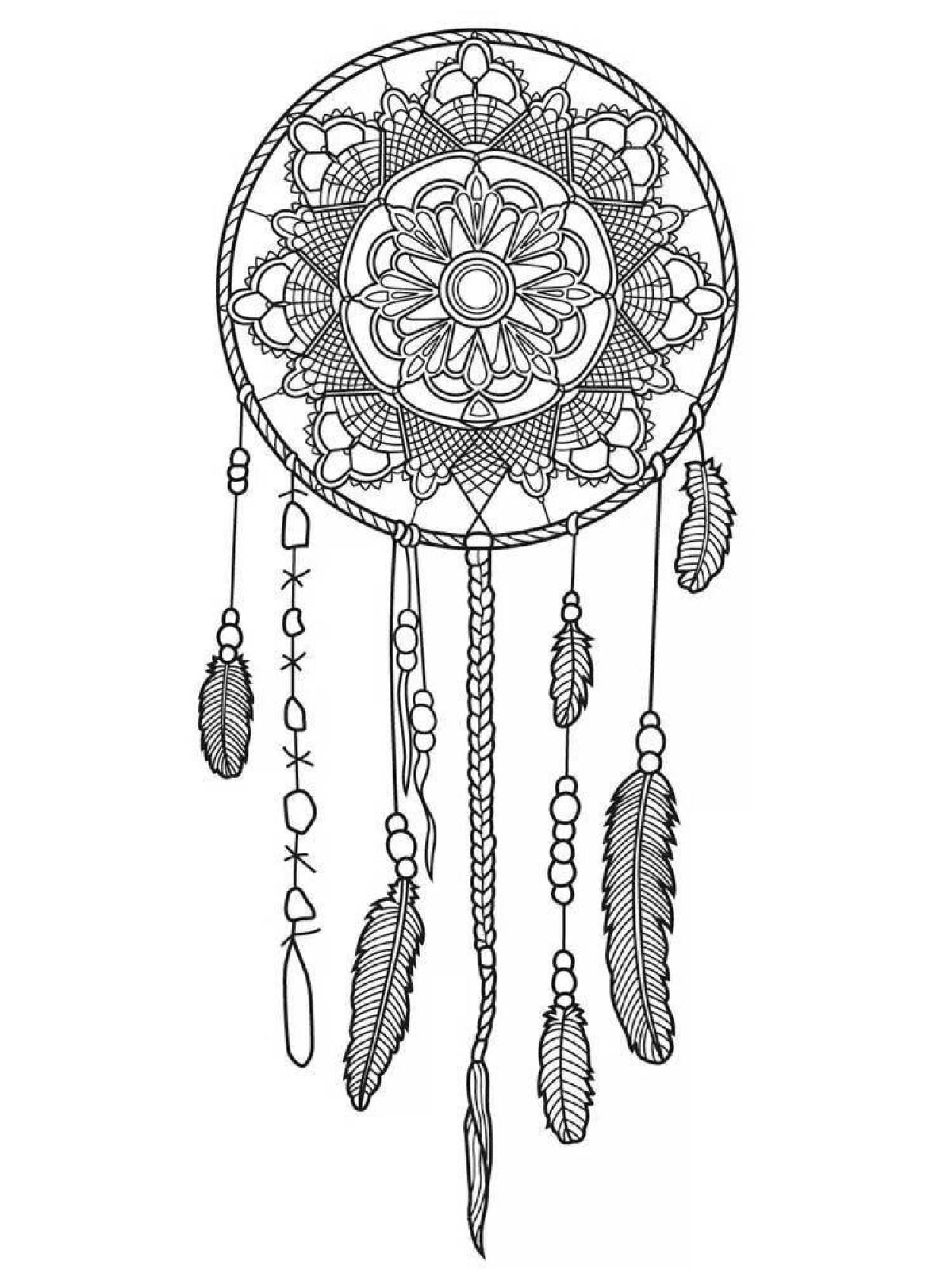 Beautiful dreamcatcher coloring page