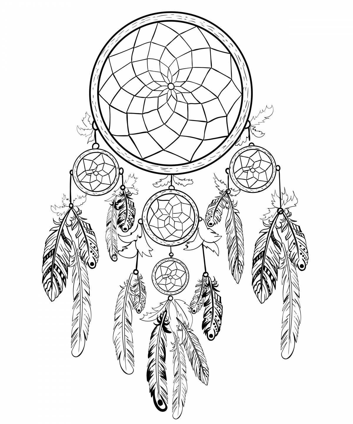 Serene dreamcatcher coloring page