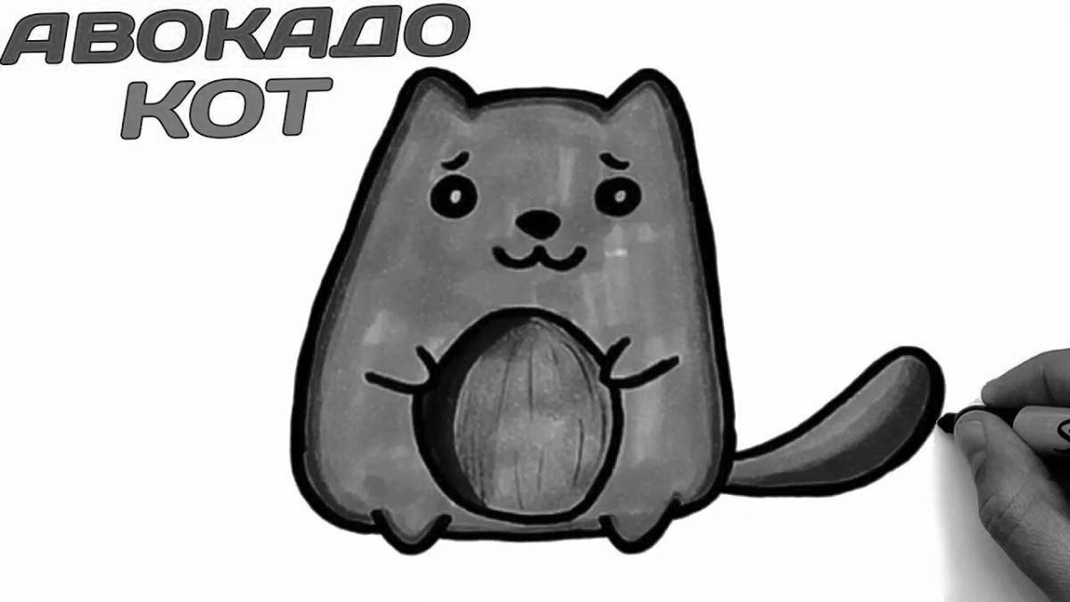 Coloring page freaky avocado cat
