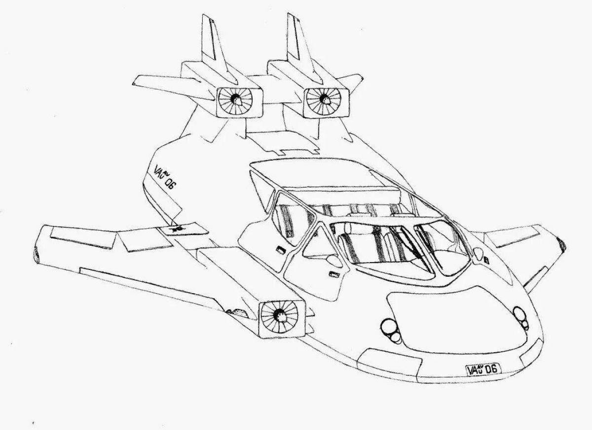 Majestic flying car coloring page
