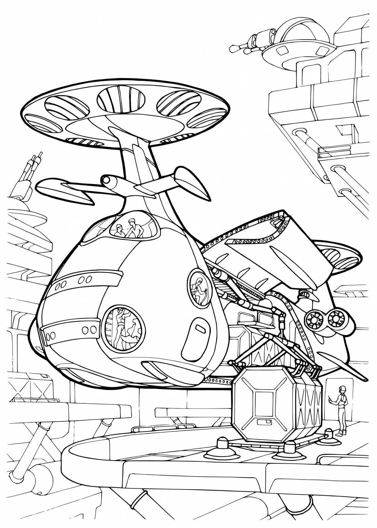 Adorable flying car coloring page