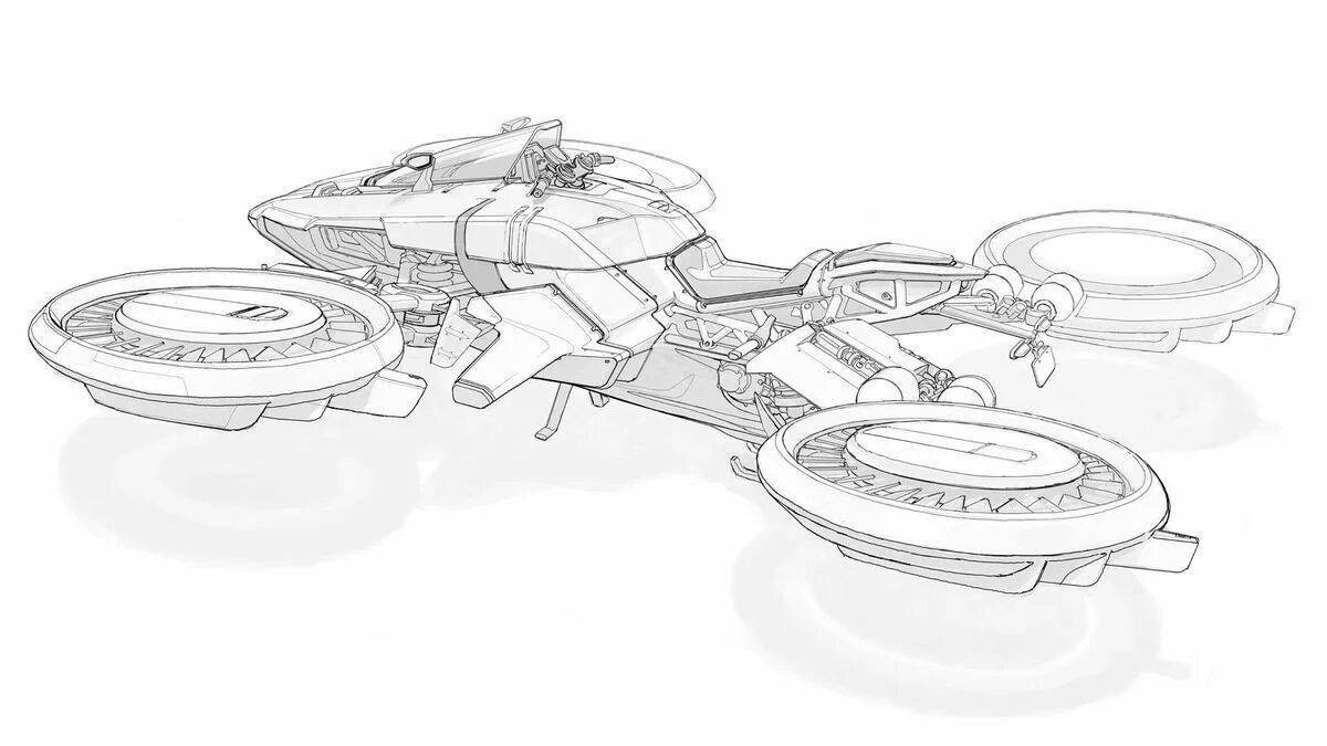 Dynamic flying car coloring page