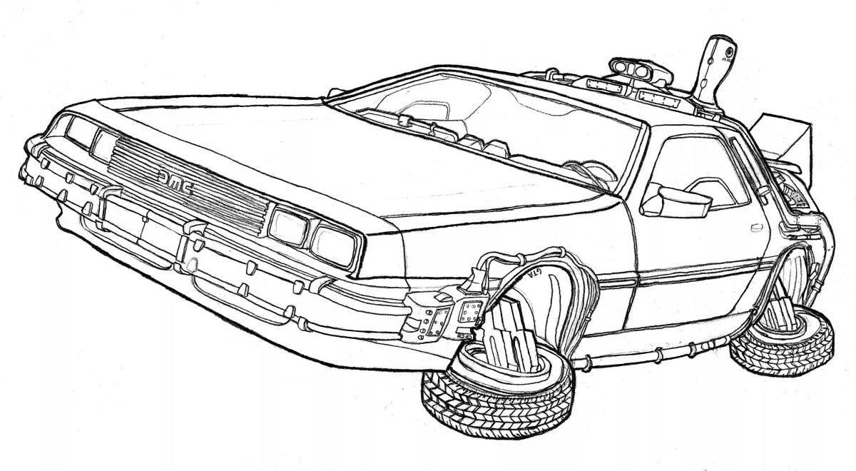 Large flying car coloring page