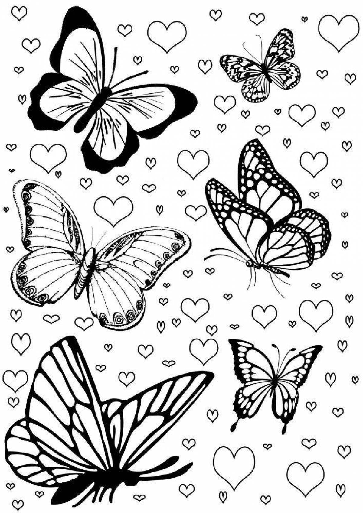 Fluttering butterfly coloring pages