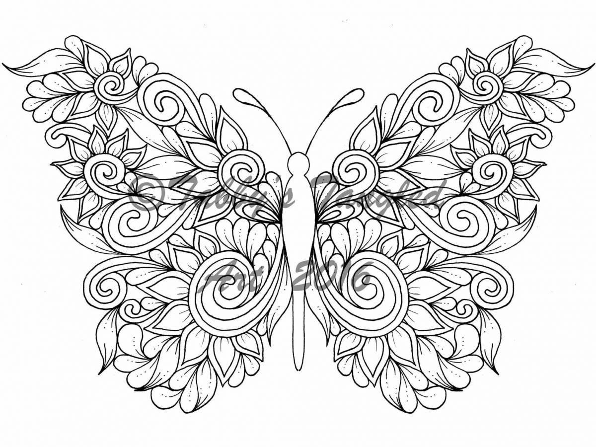 Красочная антистрессовая раскраска бабочка