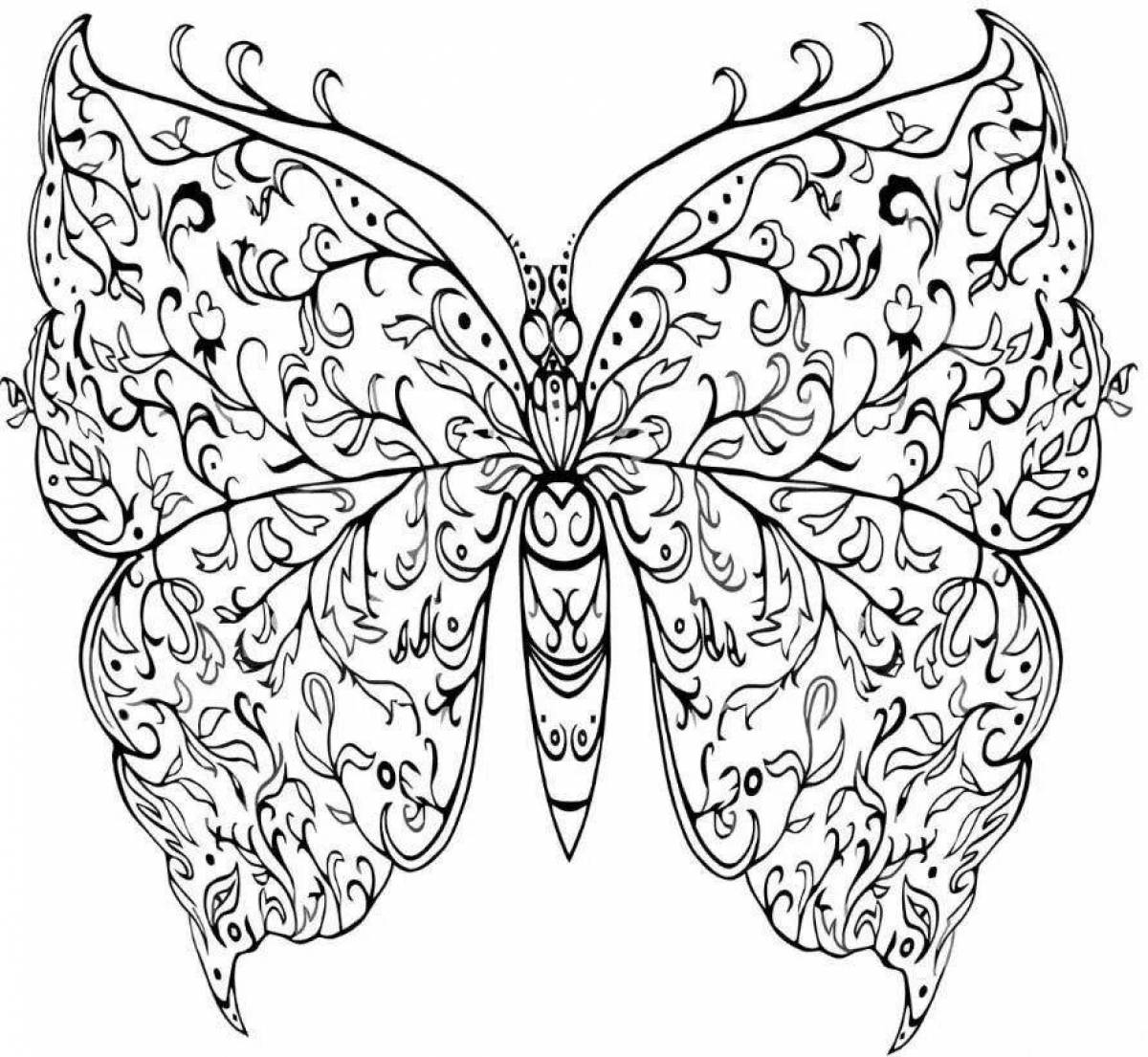 Радостная антистрессовая раскраска бабочка