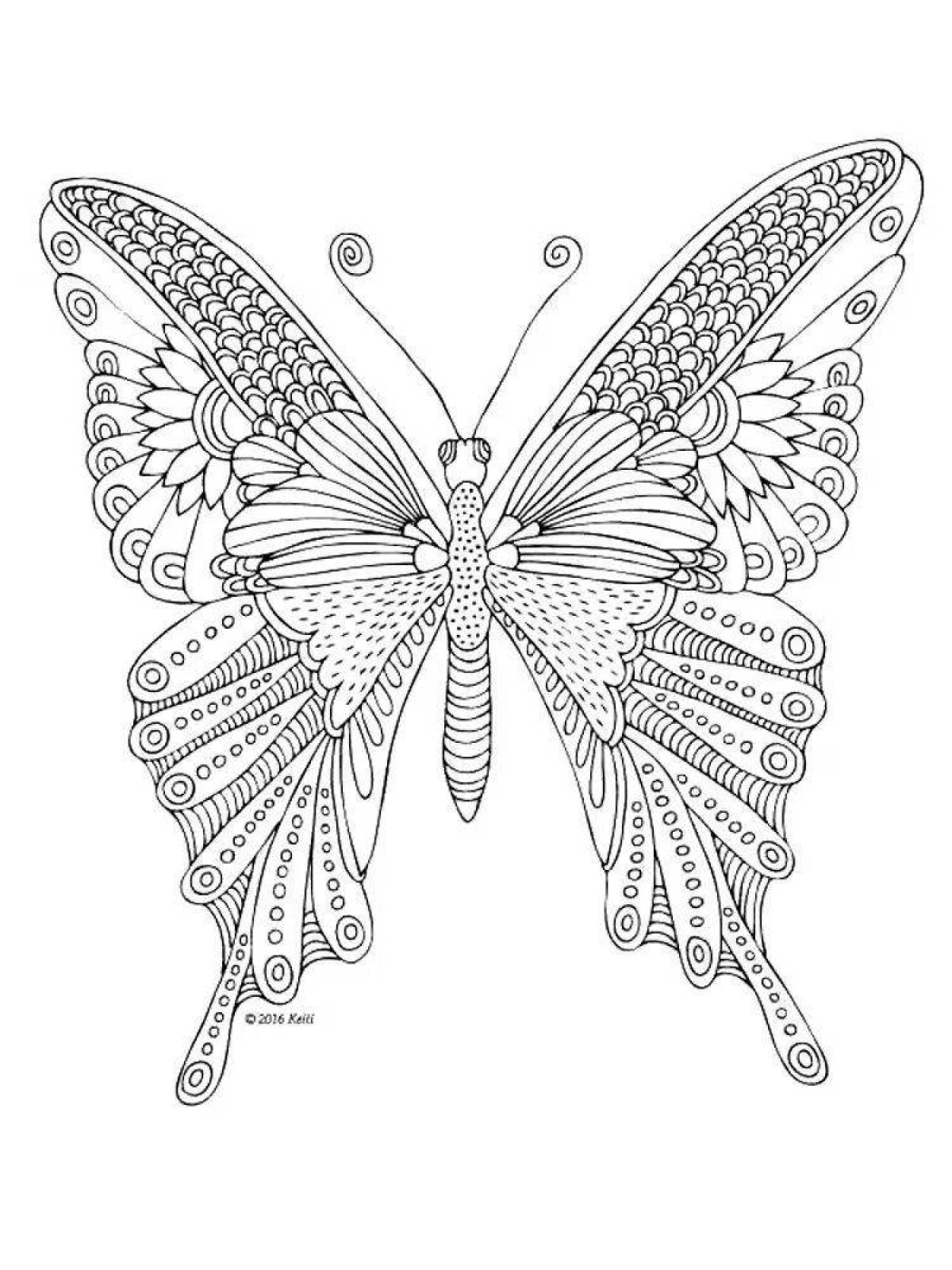 Очаровательная антистрессовая раскраска бабочка