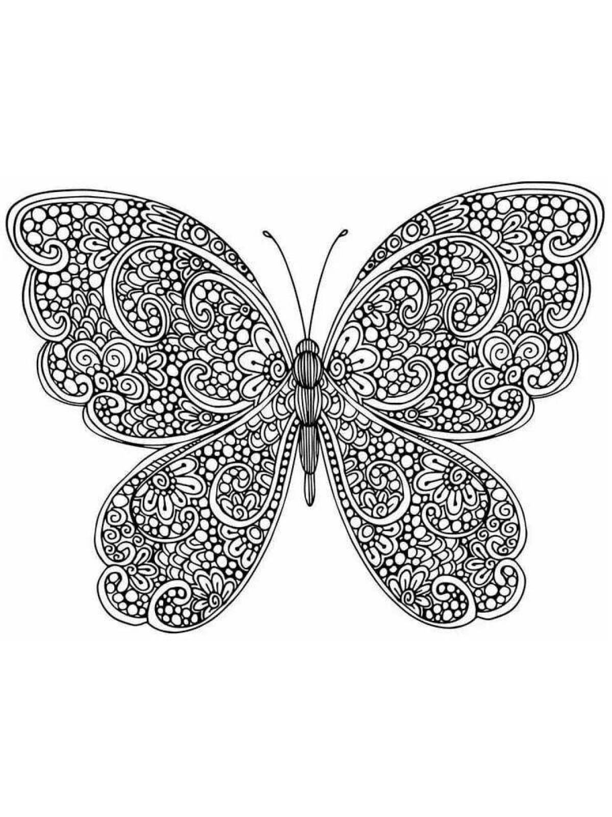 Яркая антистрессовая раскраска бабочка
