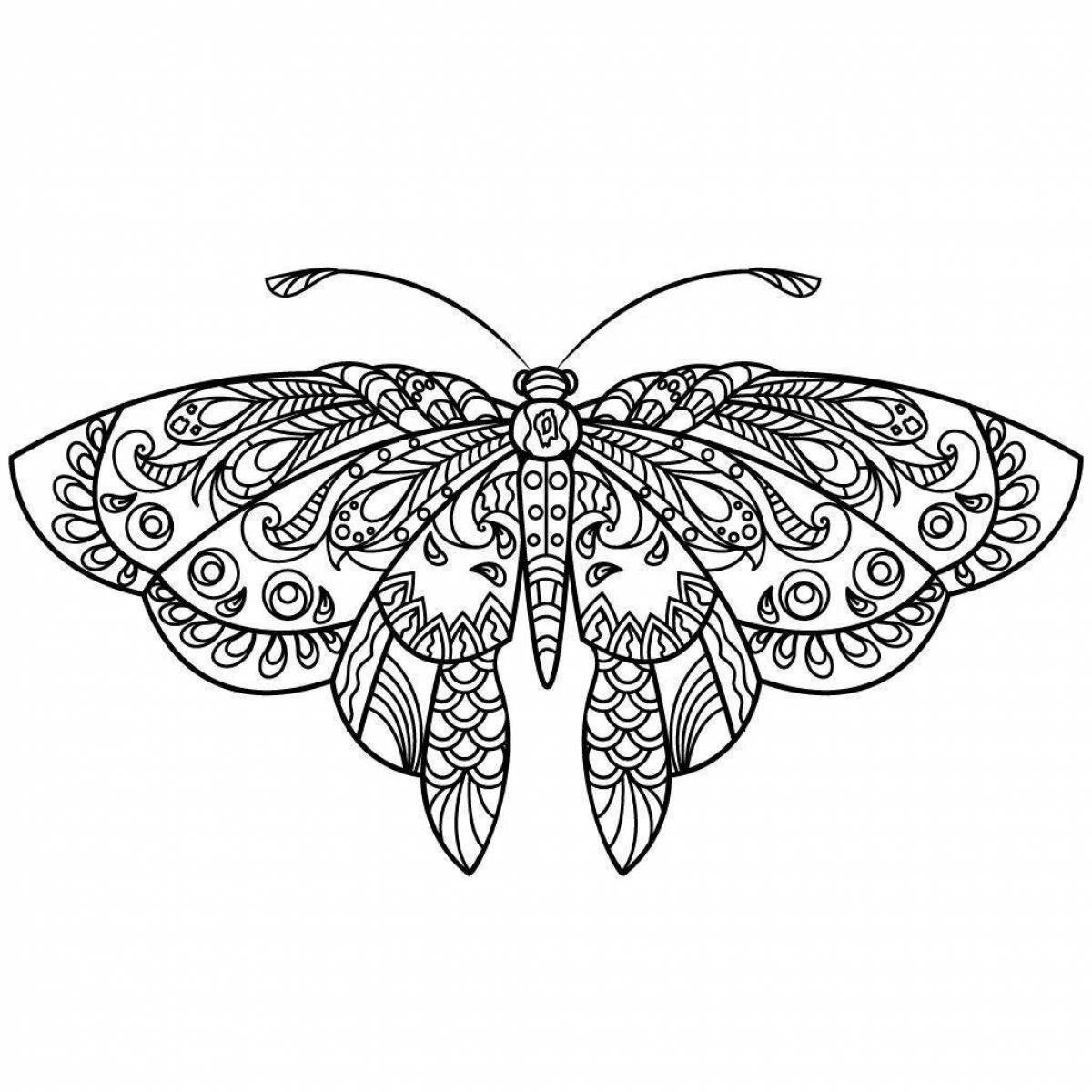Раскраска сияющая антистрессовая бабочка