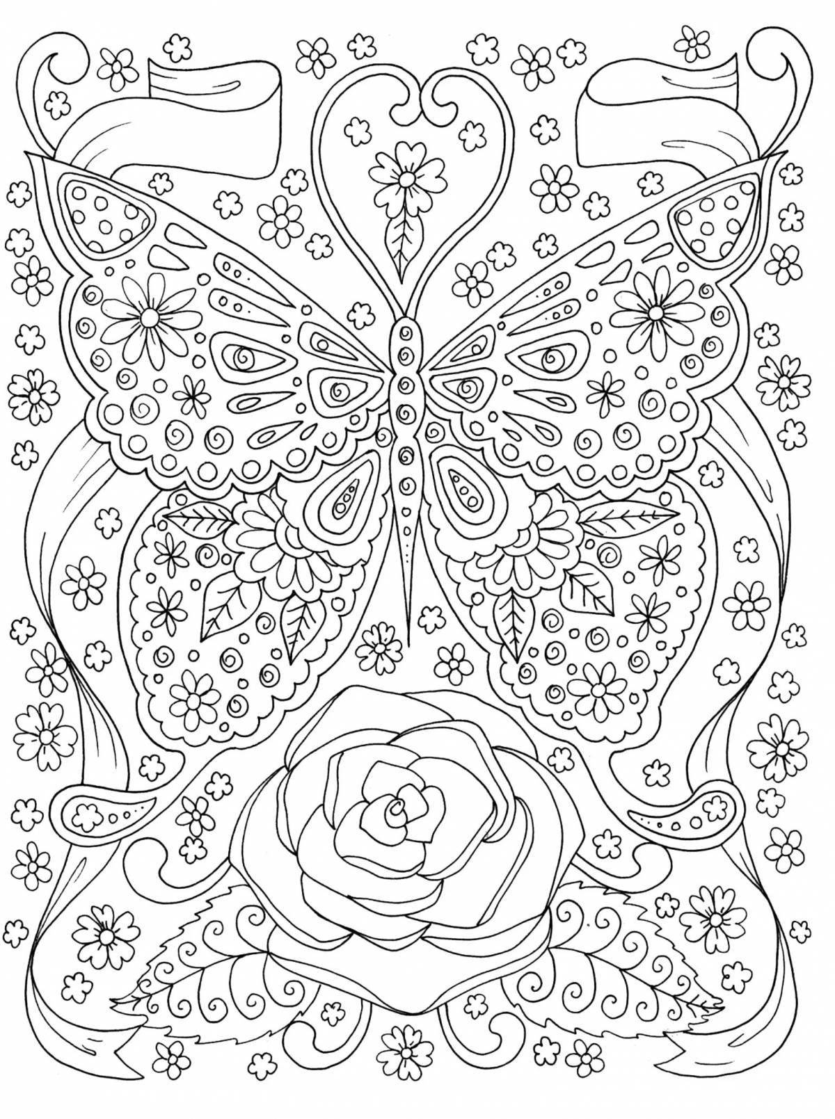 A fascinating anti-stress butterfly coloring book
