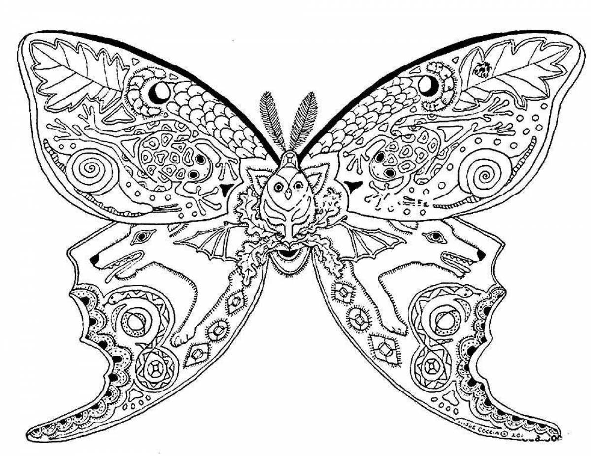 Прекрасная антистрессовая раскраска бабочка