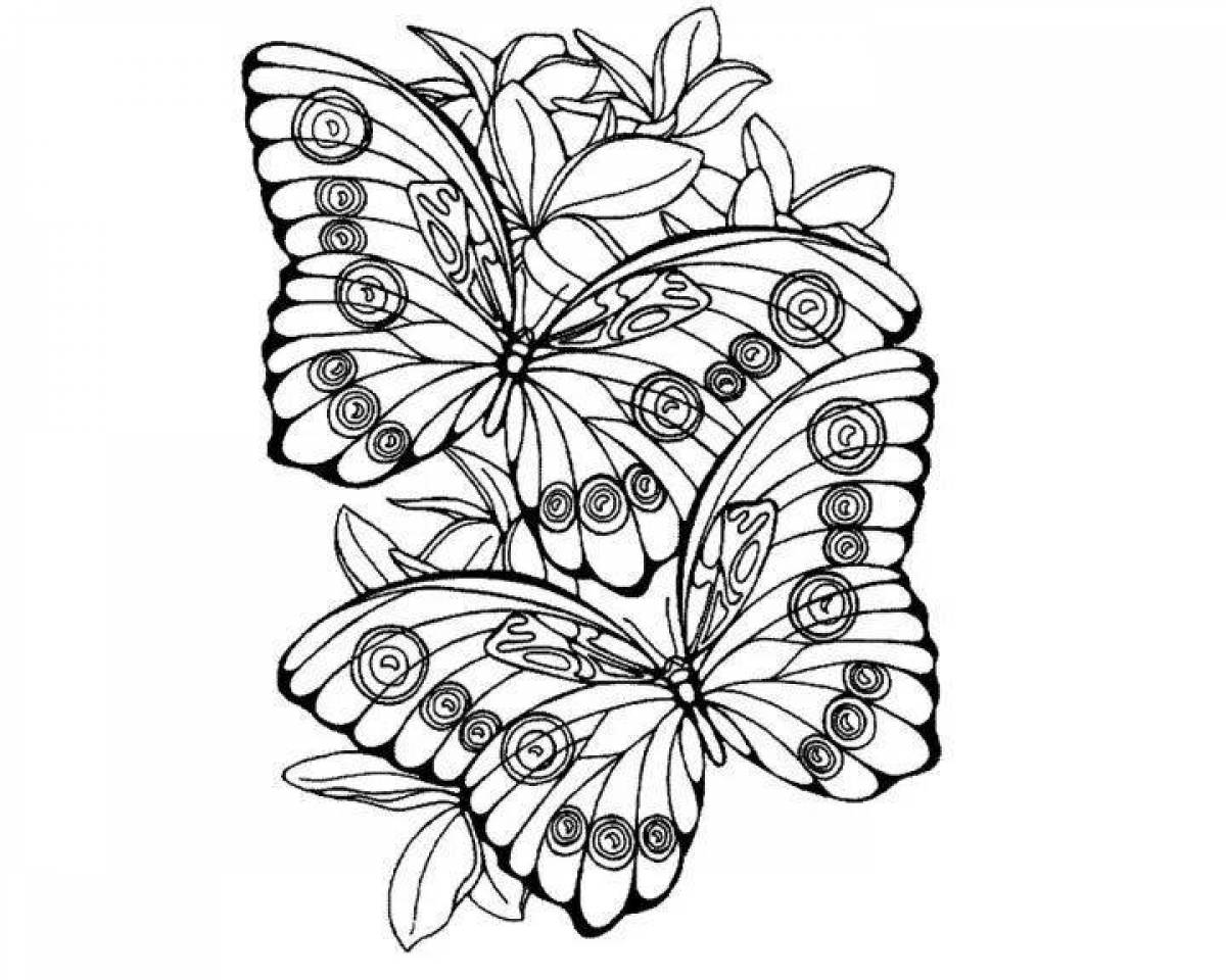 Игривая антистрессовая раскраска бабочка