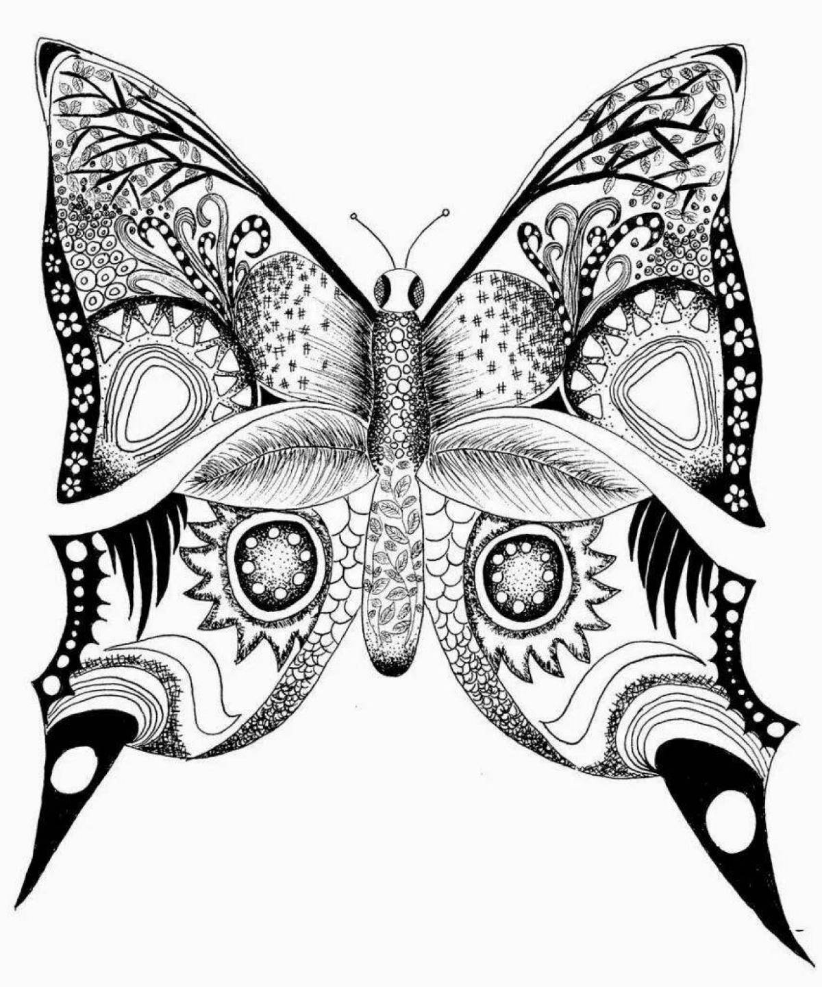 Потрясающая антистрессовая раскраска бабочка
