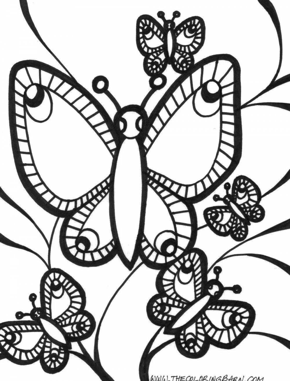 Чудесная антистрессовая раскраска бабочка