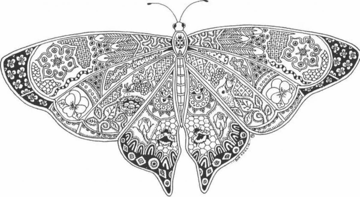 Удивительная антистрессовая раскраска бабочка