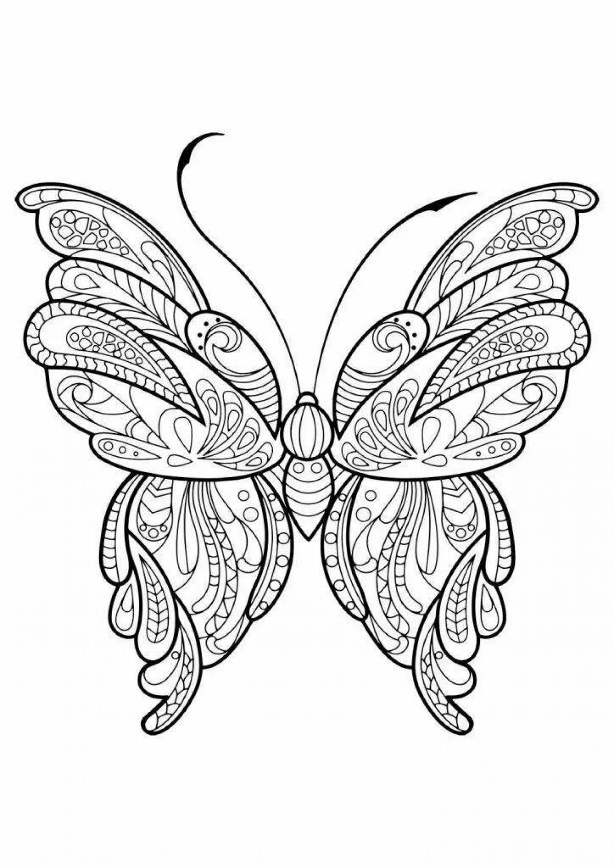 Элегантная антистрессовая раскраска бабочка