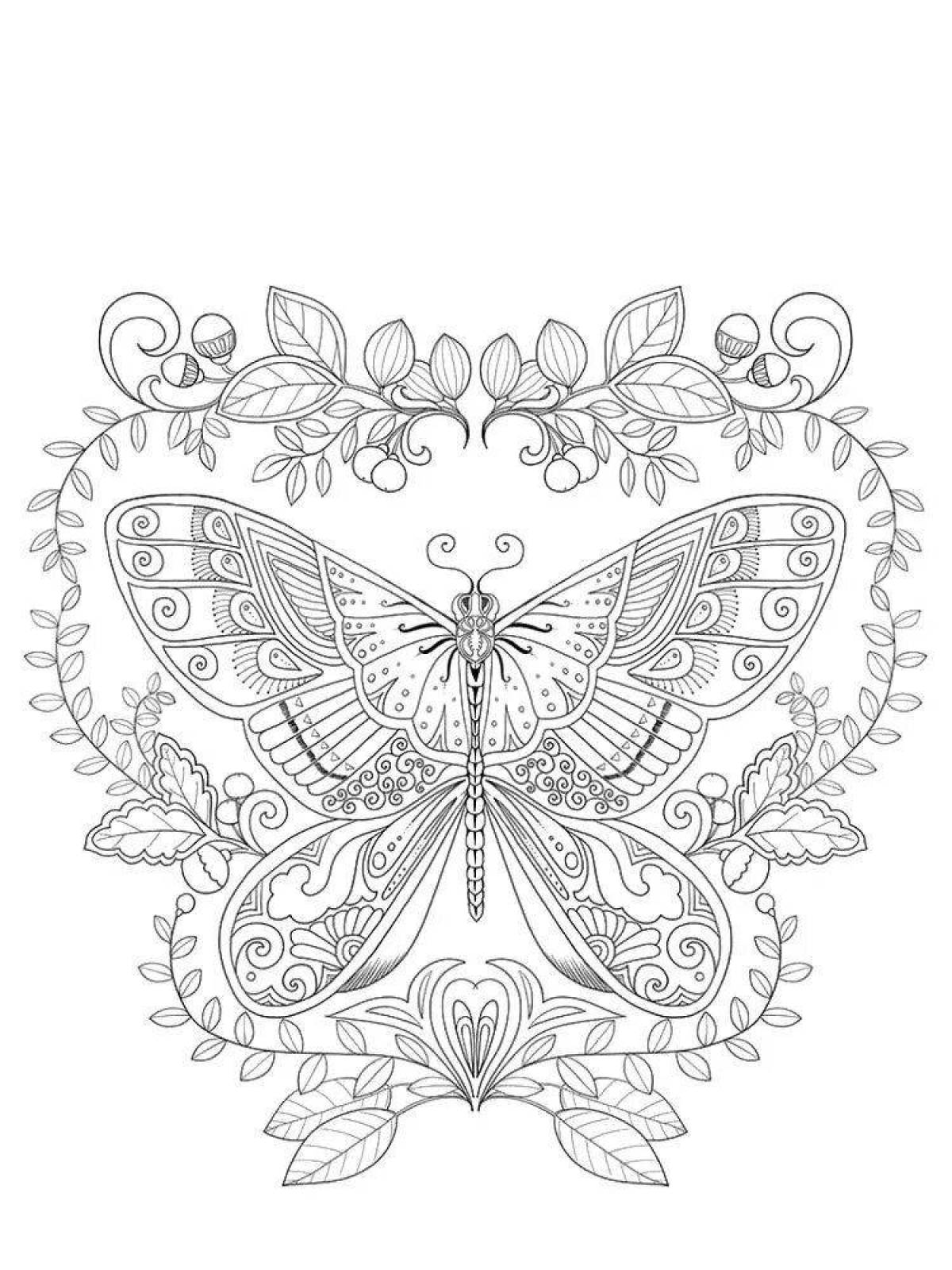 Coloring book graceful anti-stress butterfly