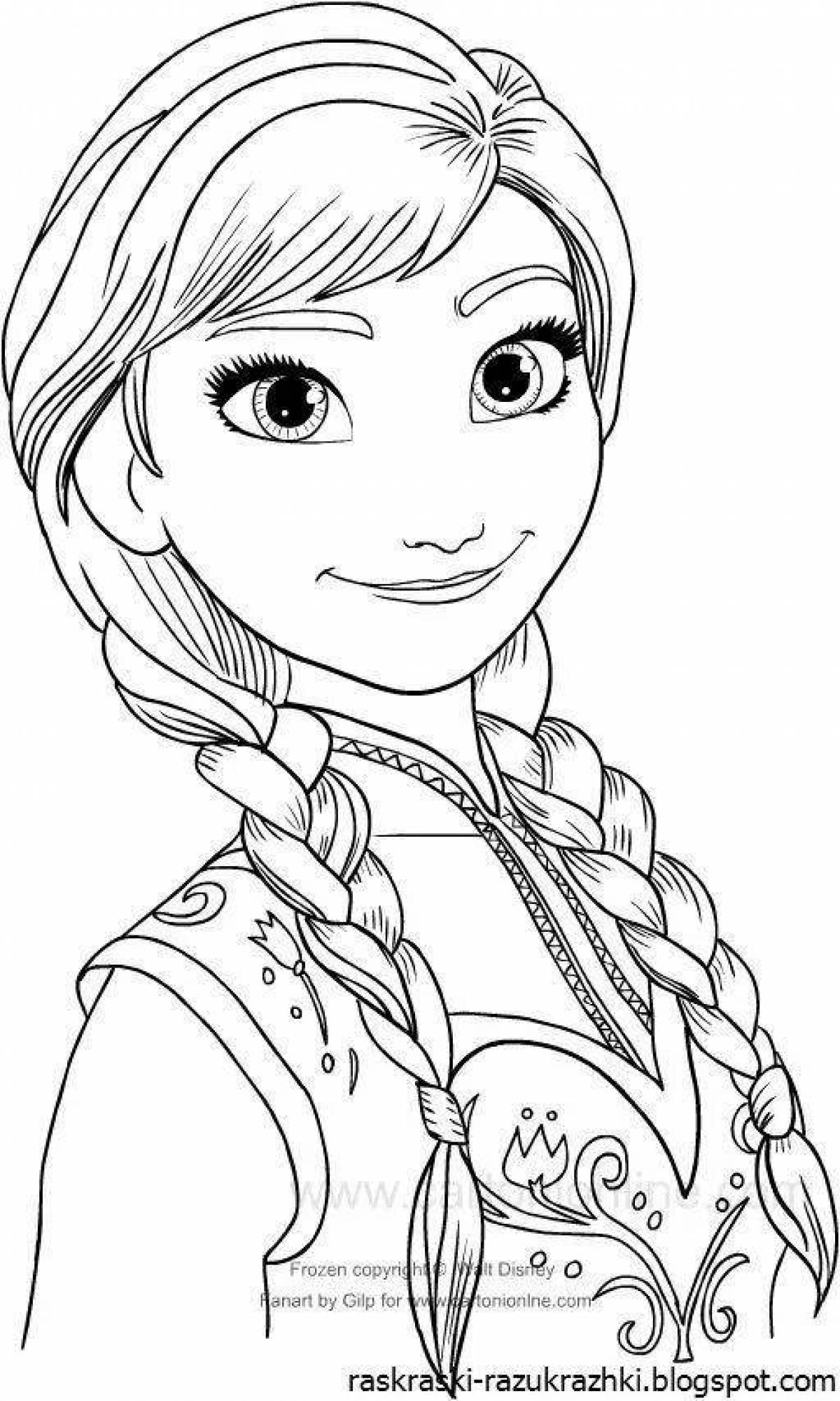 Lovely princess anna coloring page