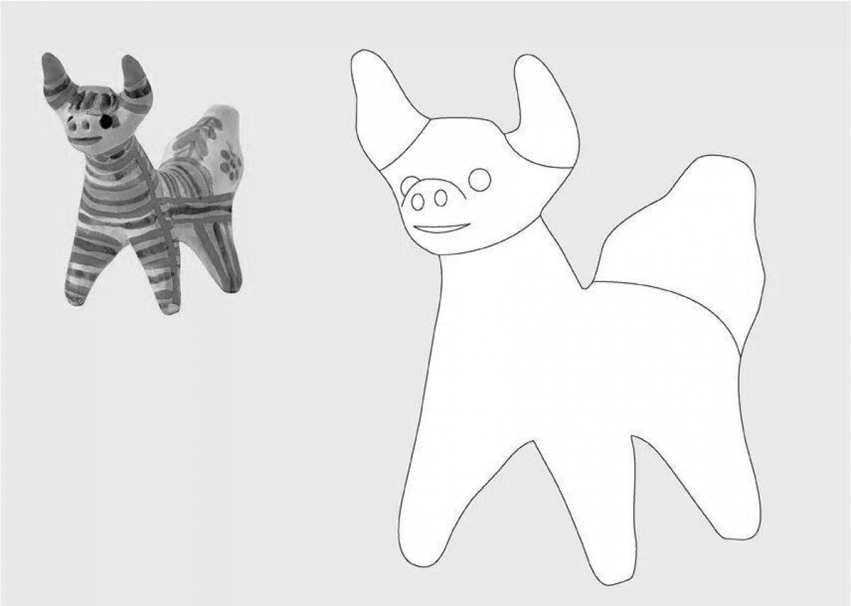 The pattern of a bizarre Filimonovo toy