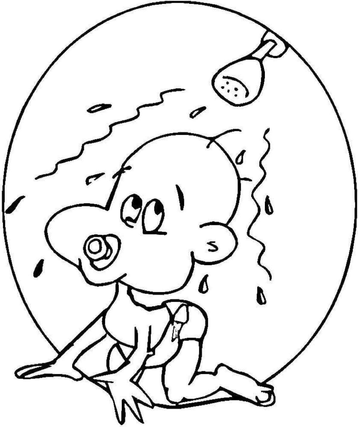 Vivacious coloring page baby in yellow