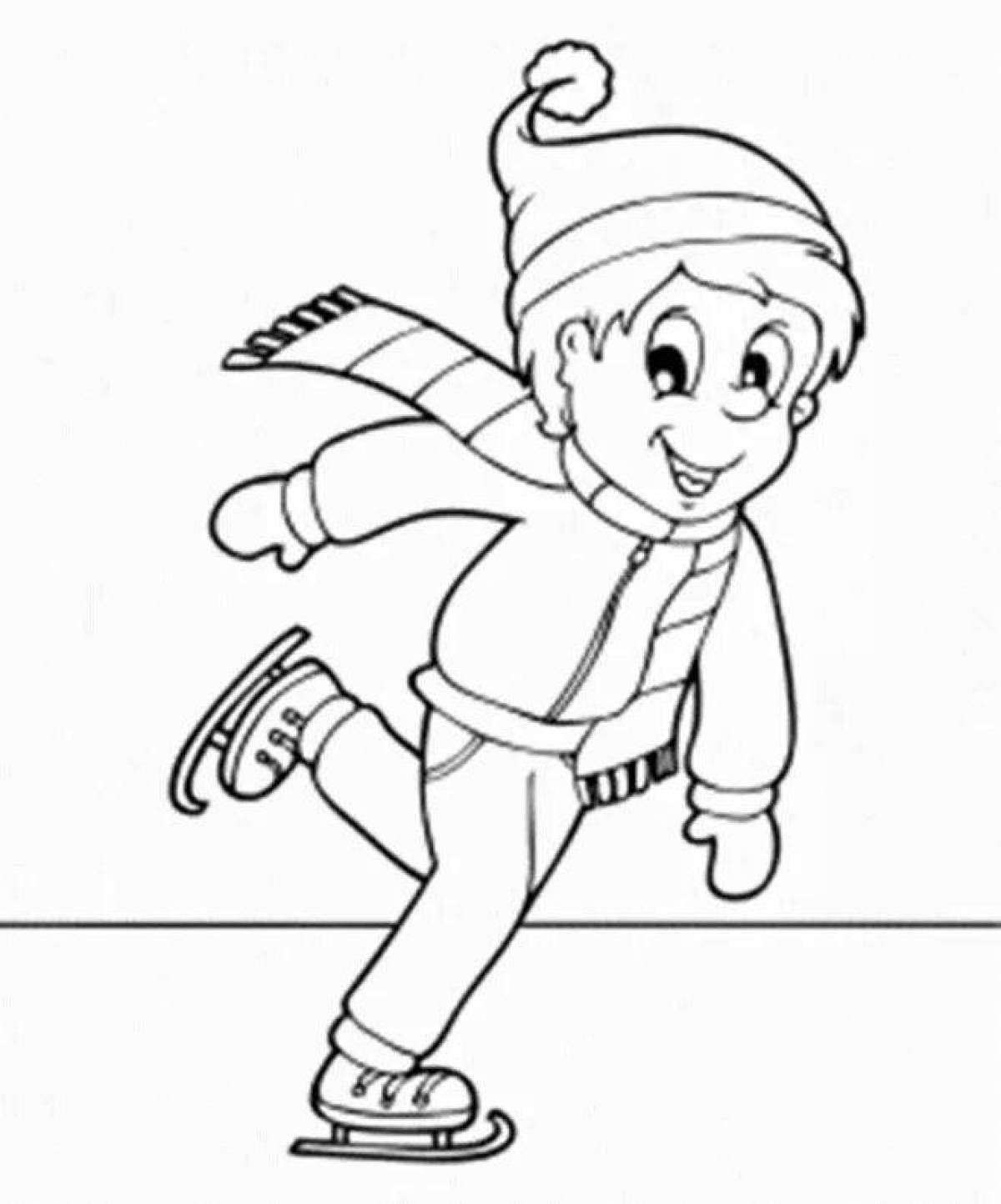 An animated skating coloring page