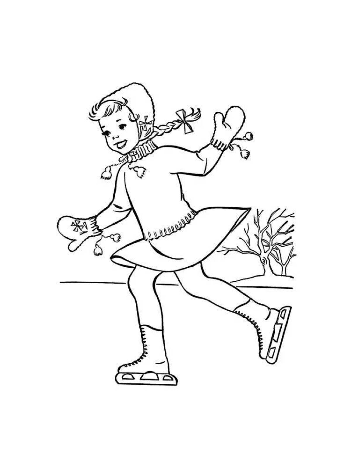 Coloring page jubilant skating