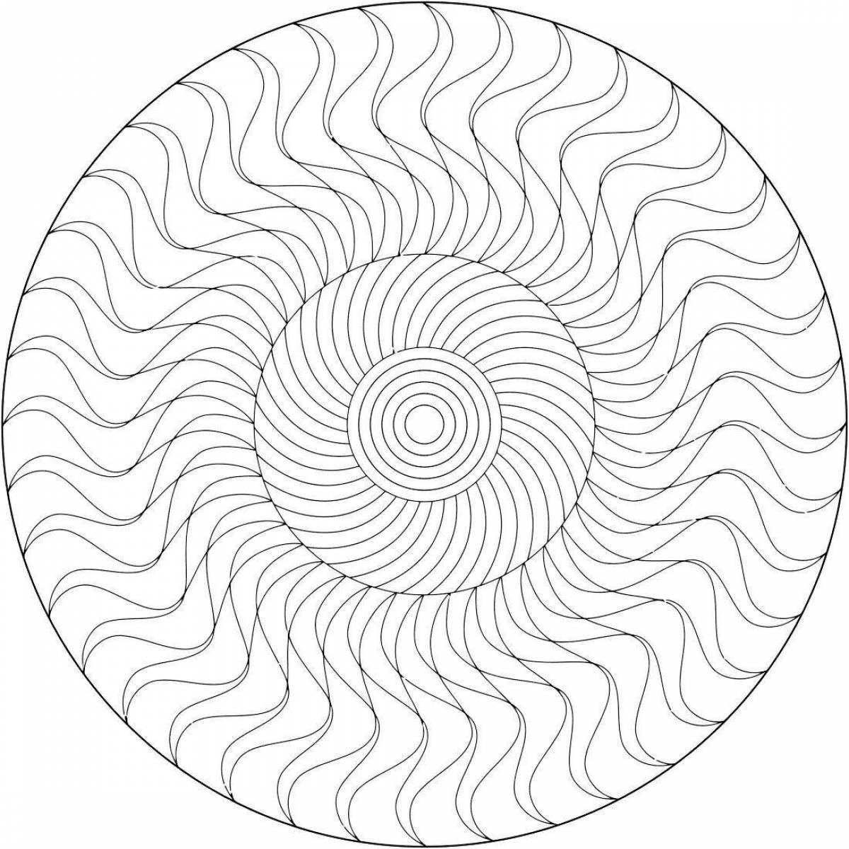 Яркая спираль в круге раскраски