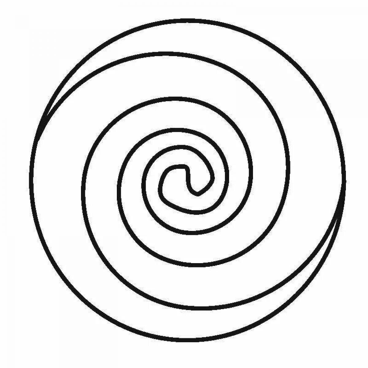 Attractive spiral on circle coloring page