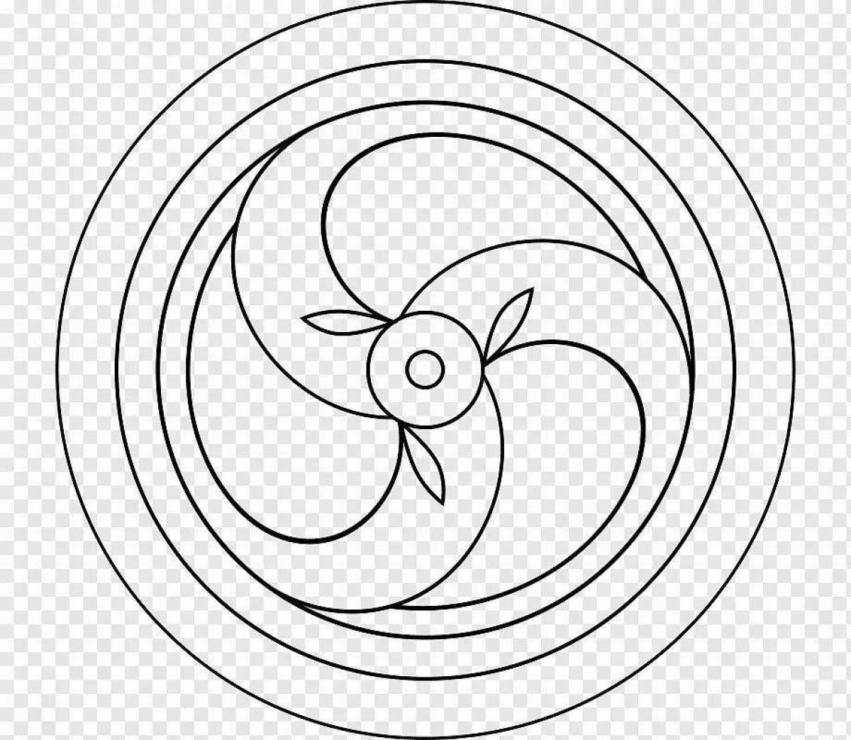 Unique spiral in circle coloring page
