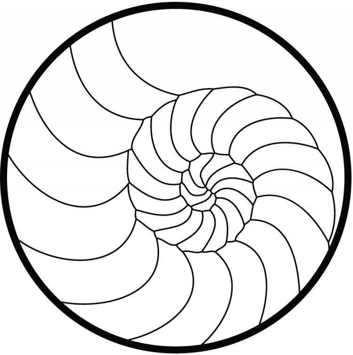 Очаровательная спираль в круге раскраска