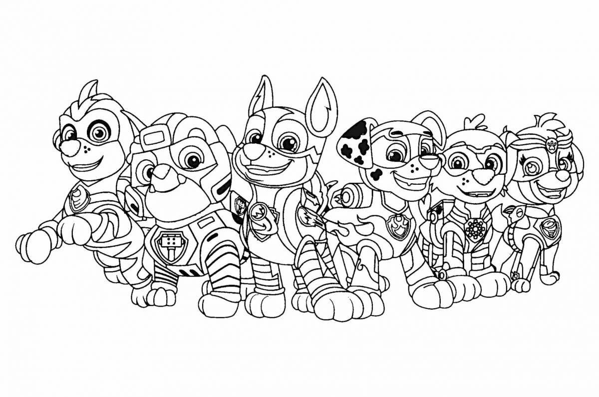 Comic coloring page paw patrol mega puppies