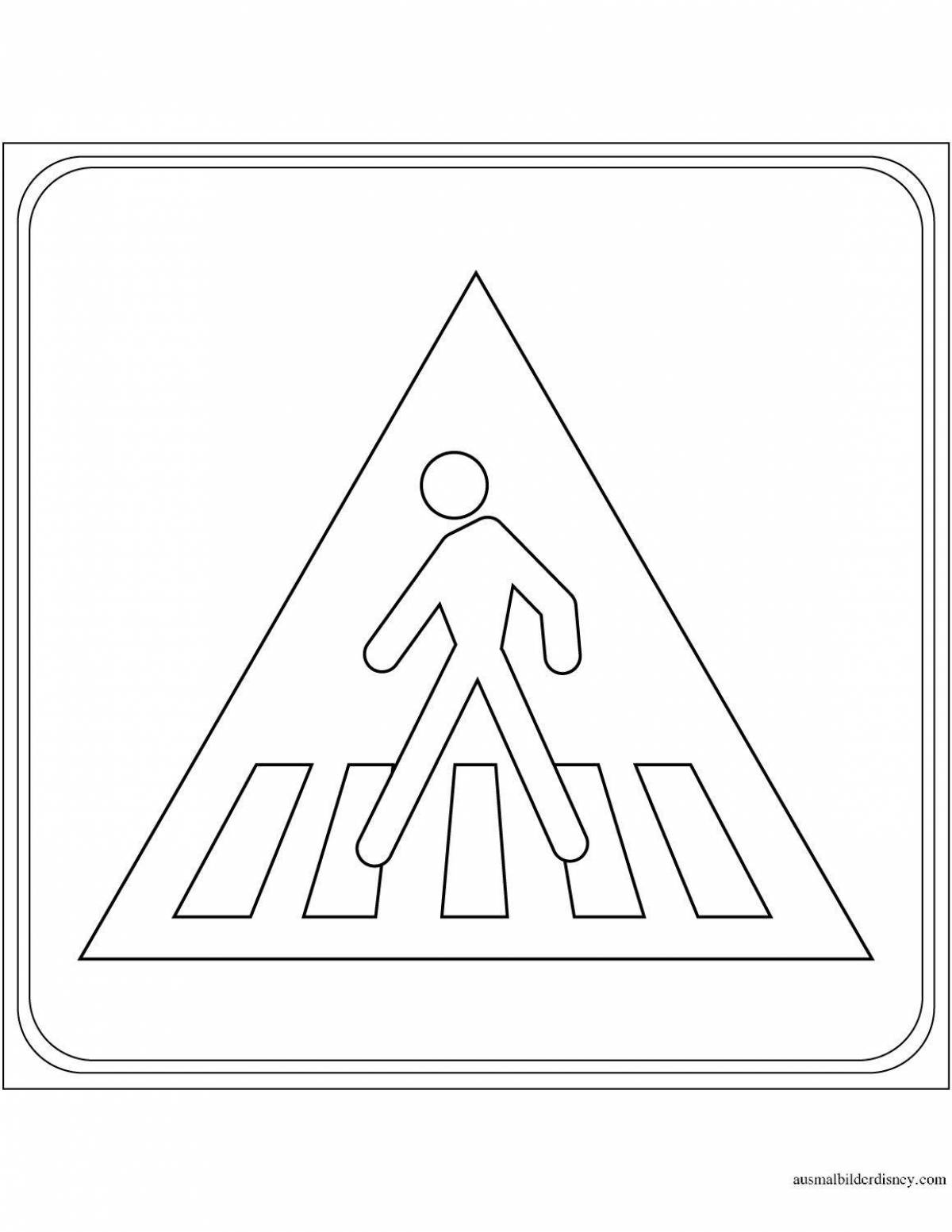 Coloring page cheerful traffic sign grade 2
