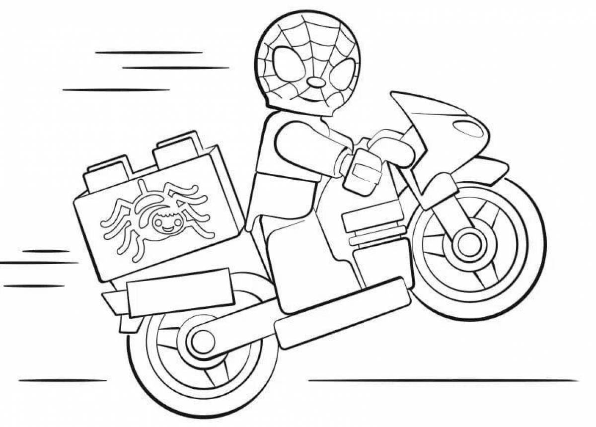Светящийся человек-паук на мотоцикле