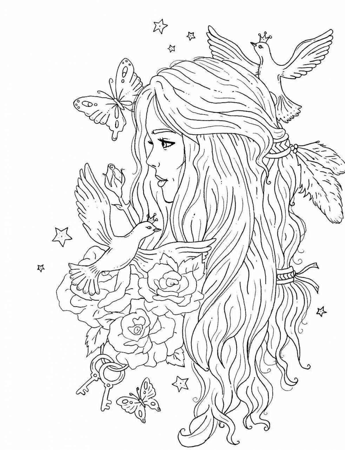 Radiant coloring page for adult girls 18 years old