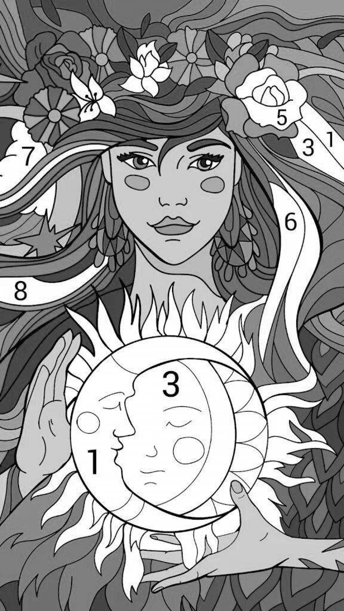 Radiant coloring page happy color by numbers game