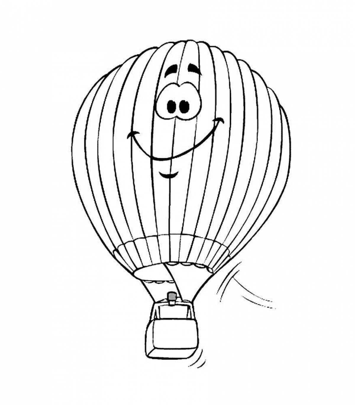Coloring hot air balloon with basket for kids
