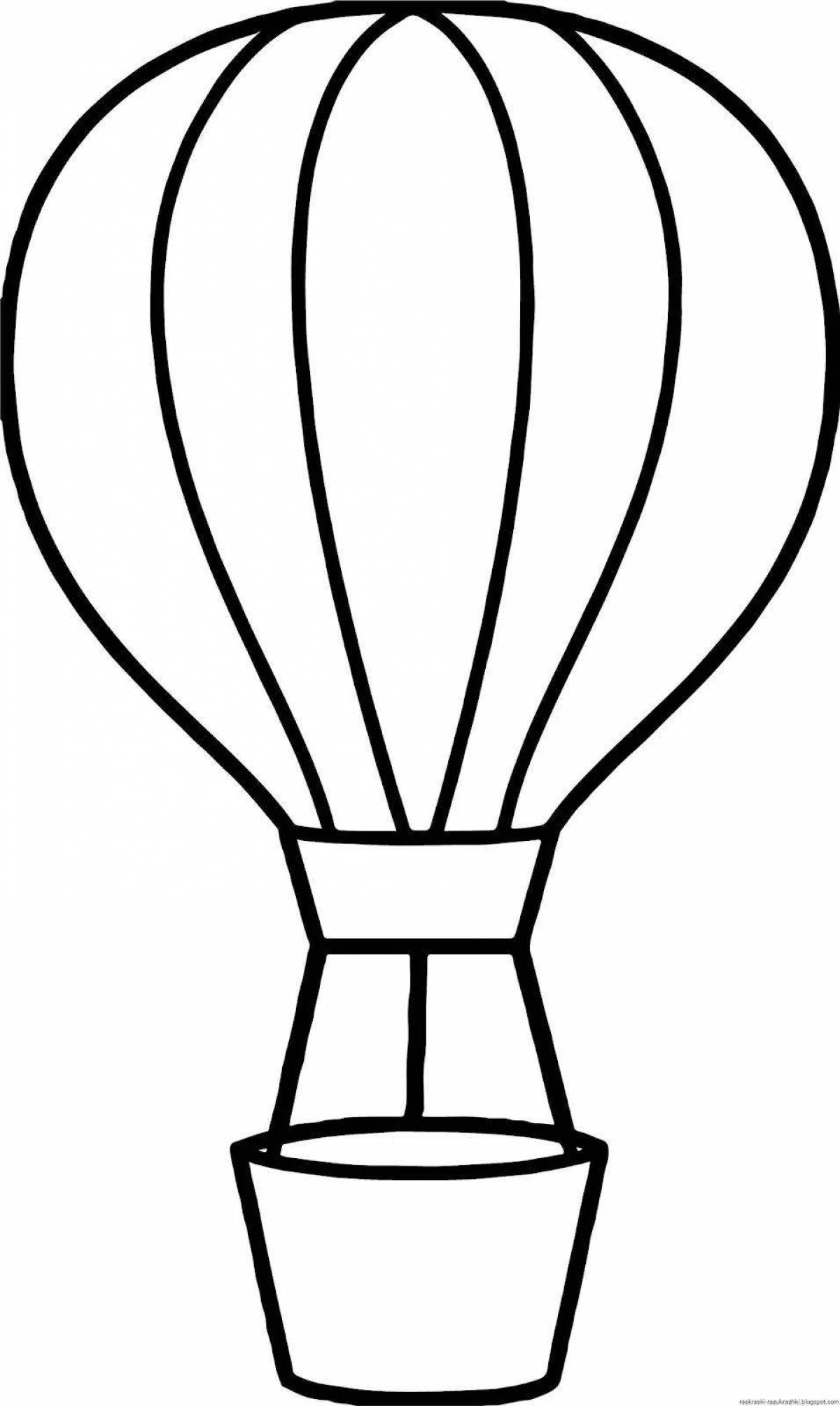 Bright balloon with a basket coloring for children