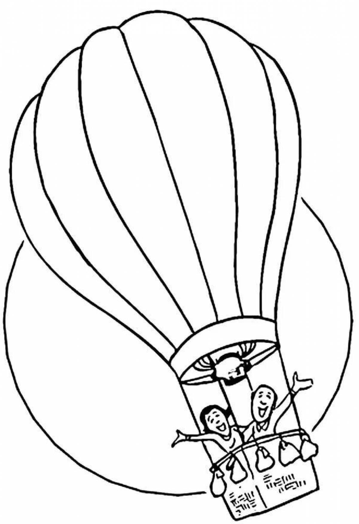 Coloring book playful balloon with a basket for children