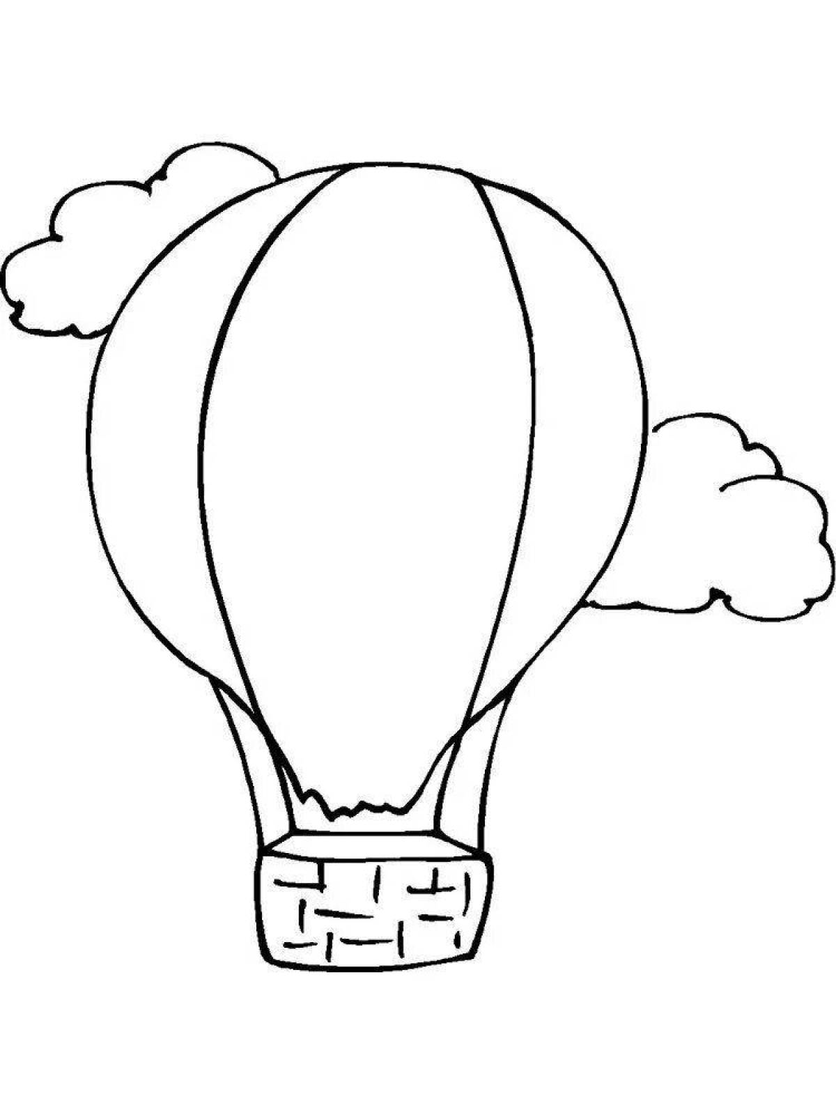 Раскраска светящийся воздушный шар с корзиной для детей