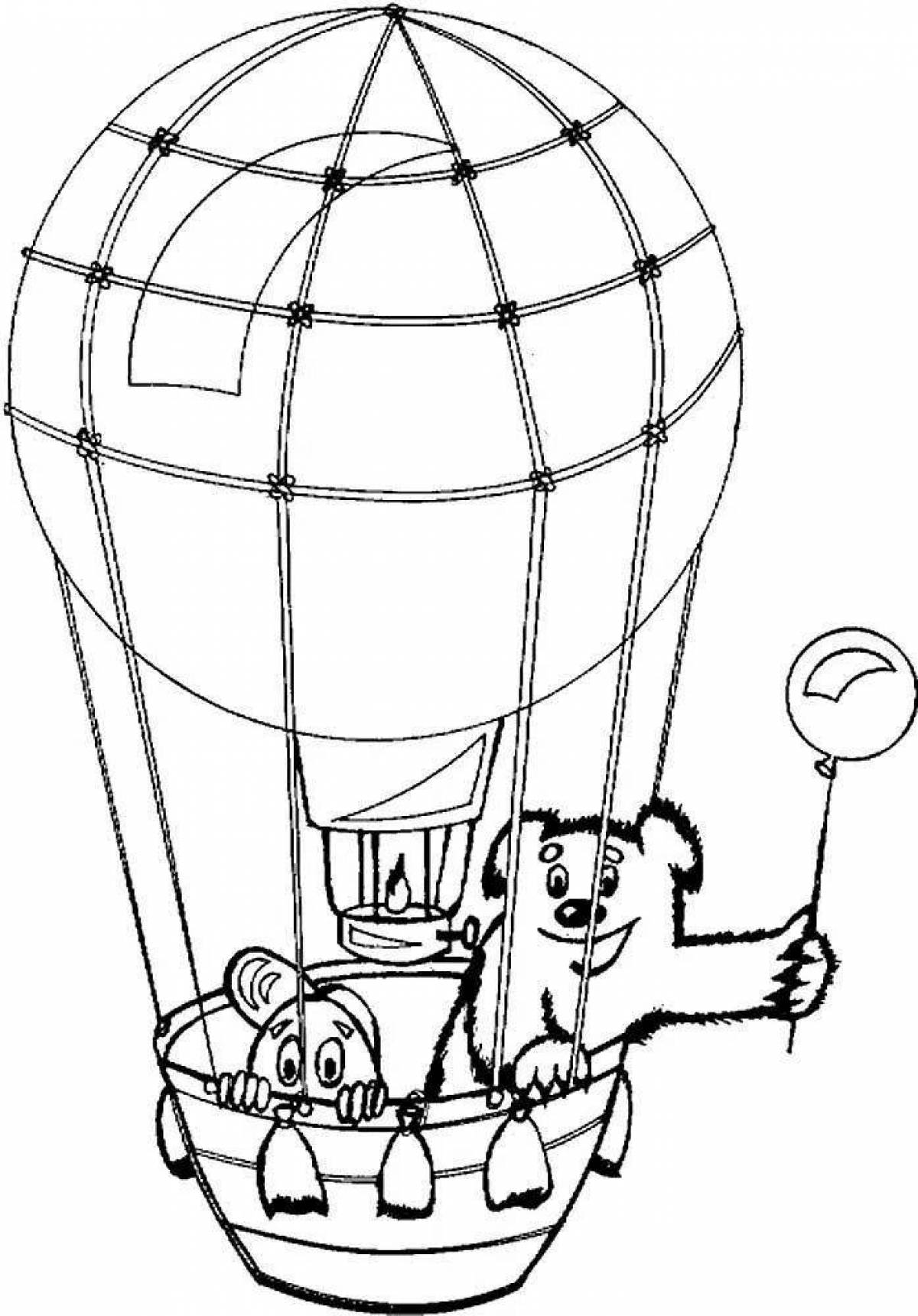 Сияющий воздушный шар с корзиной раскраски для детей