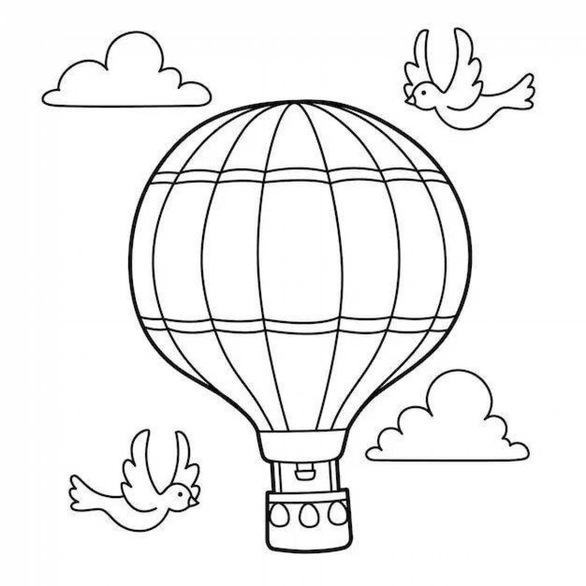 Coloring animated balloon with a basket for children
